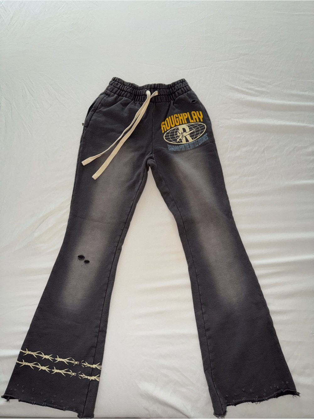 Roughplay Black Graphic Flared Sweatpants